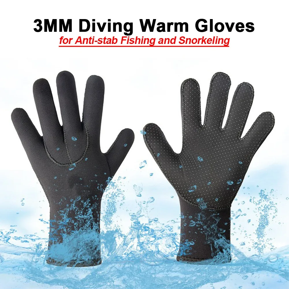 3MM Neoprene Diving Gloves - Thermal Anti-Slip Puncture Resistant for Winter Swimming Fishing Snorkeling Swim Training