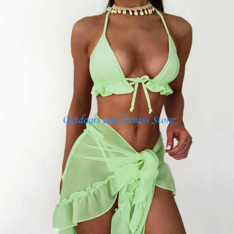 

H053 Women Three Piece Sexy High Cut Thong Swimsuit Push Up Swimwear