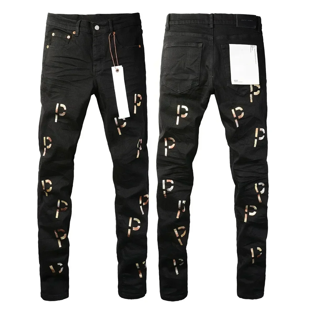 

Streetwear Purples Jeans Men Fashion top quality Stamped Letter Repair Low Rise Skinny Denim brands pants 28-40 size