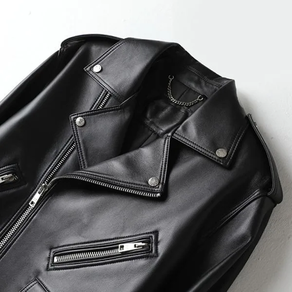 2024 Women\'s New Genuine Sheepskin Leather Coat Lapel Zipper Casual All-match Motorcycle Jacket E34