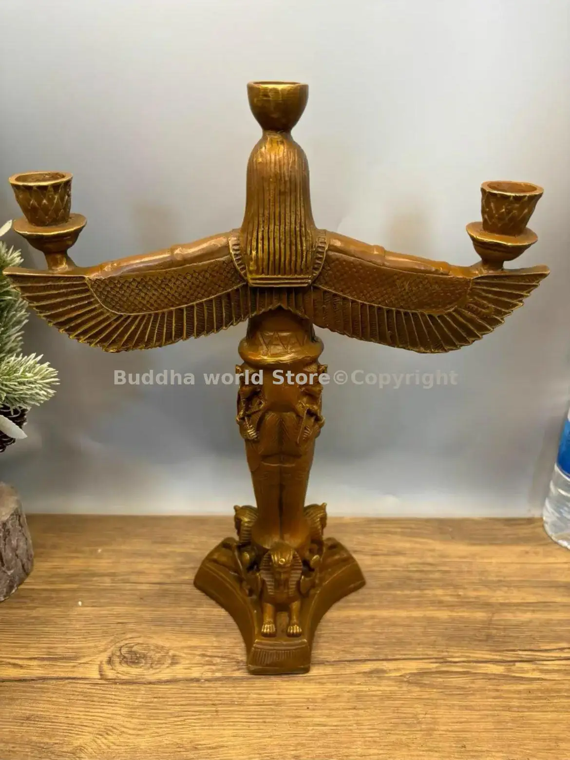 Old collection greek goddess copper candle holder Ancient Egyptian Grecian goddess bronze sculpture statue Sphinx copper statue