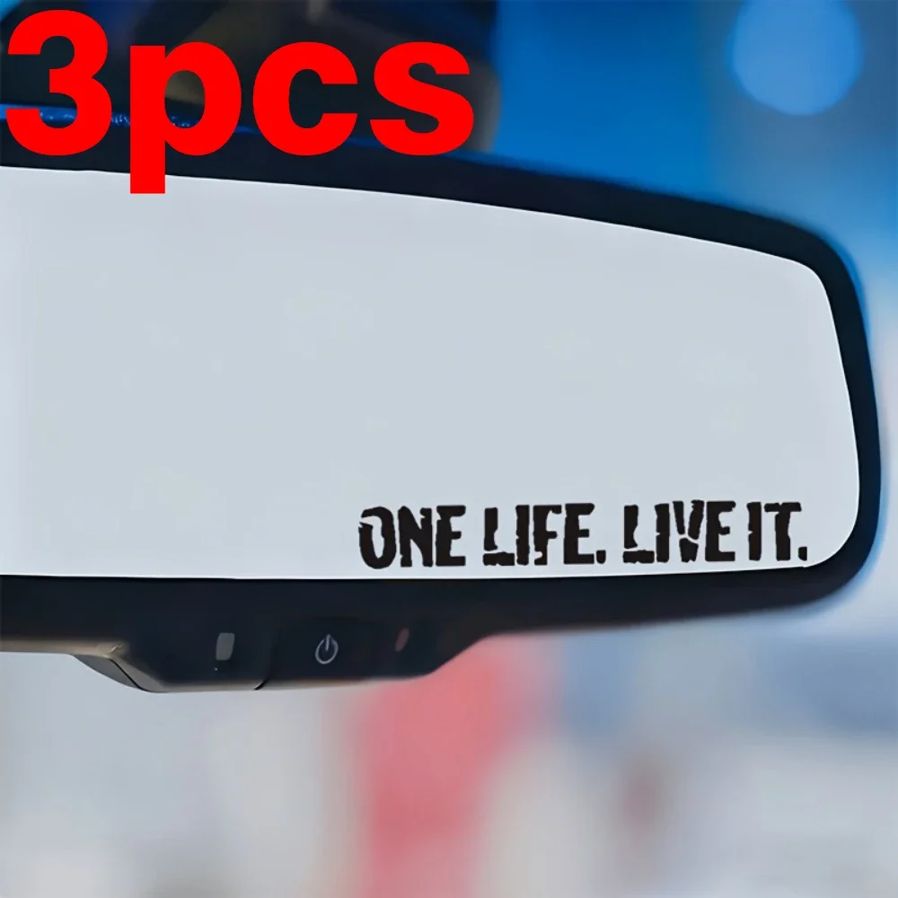 3pcs One Life Live It Quote Waterproof Vinyl Decal Sticker For Car Rearview Mirror Window Motorcycle Helmet Water Bottle Decor