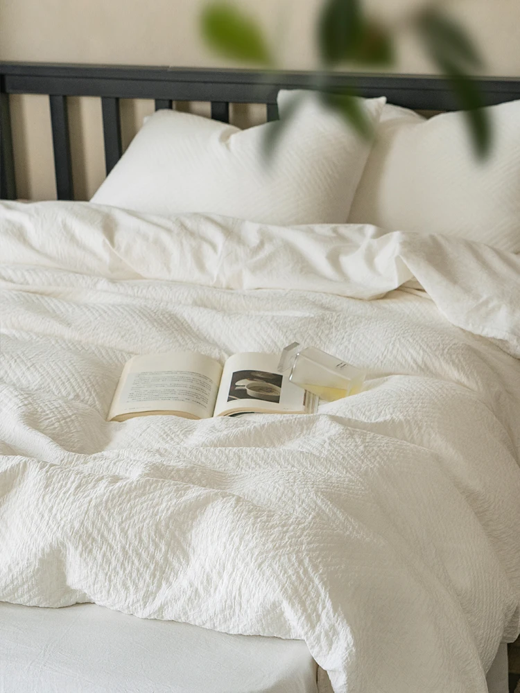 

Skin-friendly Pure Cotton Four-piece Set Zipper Sle l White Dormi Home Textile Soft Combed Yarn All-season Use