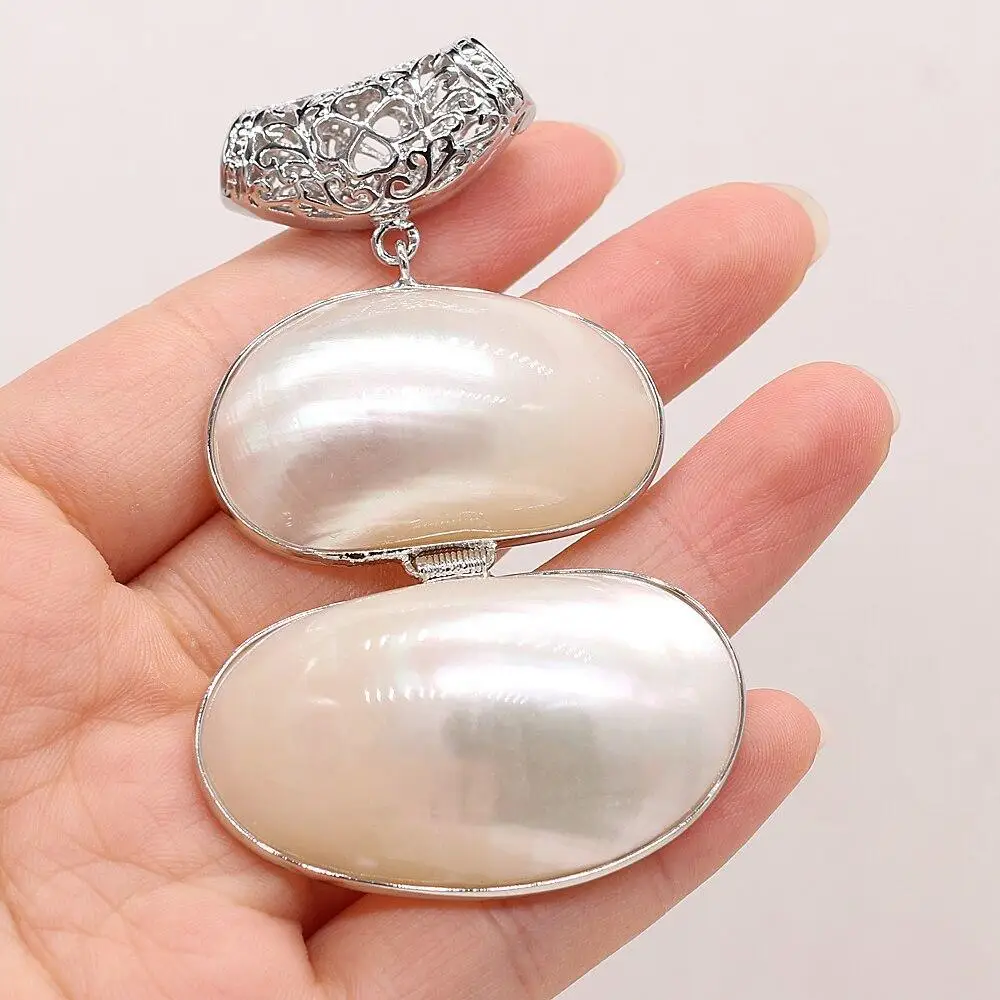 

Natural Shell Pendant The Mother Of Pearl Egg-Shaped Pendant For Jewelry Making DIY Necklace Accessory