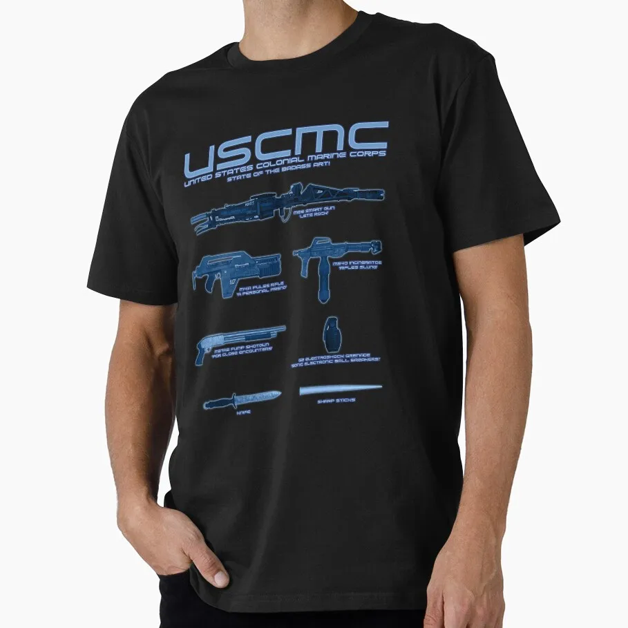 

USCMS WEAPONS Retro Horror Sic-Fi Alien Gift T shirt Weyland yutani Lv-426 Space Monster Xenomorph Graphic clothes All size Tops