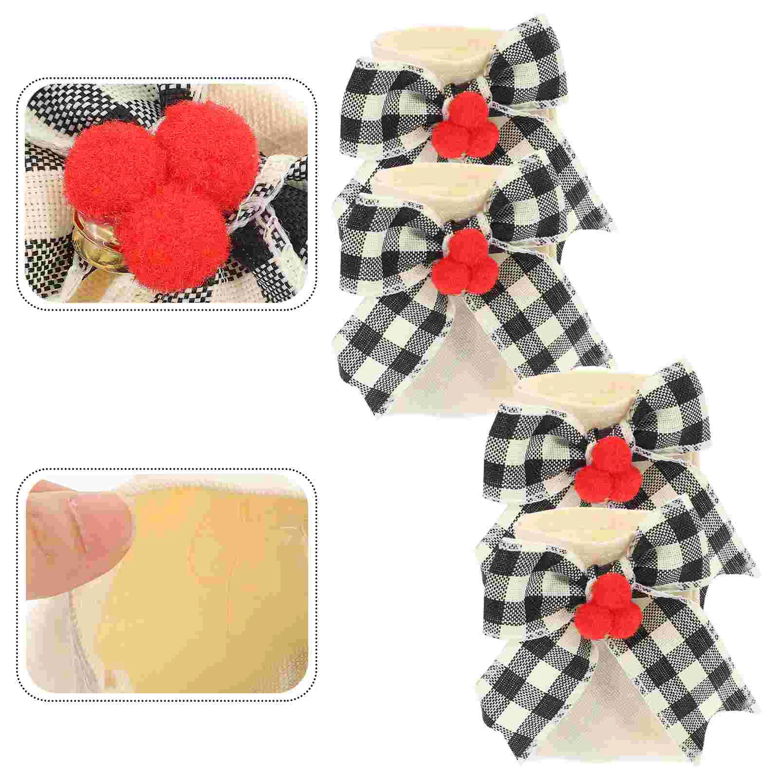 

4 Pcs Tableware Pouches Plaid Cutlery Set Flatware Storage Pockets Christmas Linen