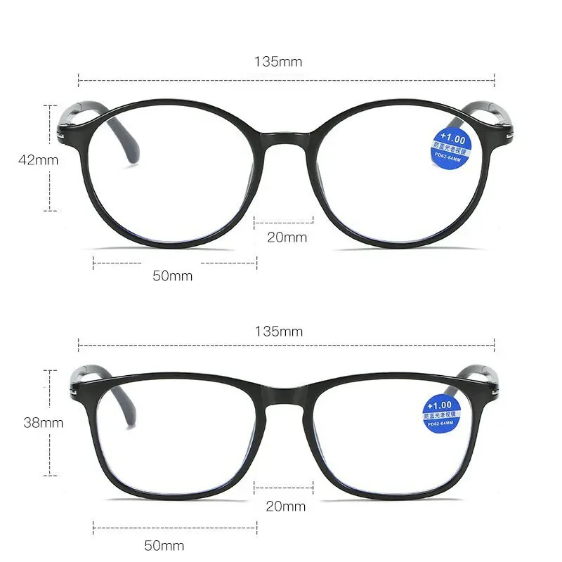 Anti-blue Light Reading Glasses Square Round Ultralight Frame Women Men Glasses Far Sight Eyeglasses Diopters +0.5 +1.0 To +4.0