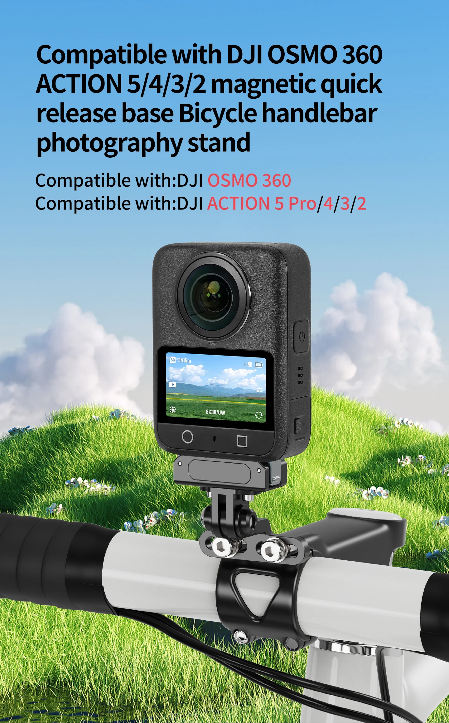 Universal Lenker Vorbau Kamera Halterung Fahrrad Scheinwerfer Halterung Handy GPS Halter für Gopro 13 Insta 360 OSMO Action Stehen – Detail 18
