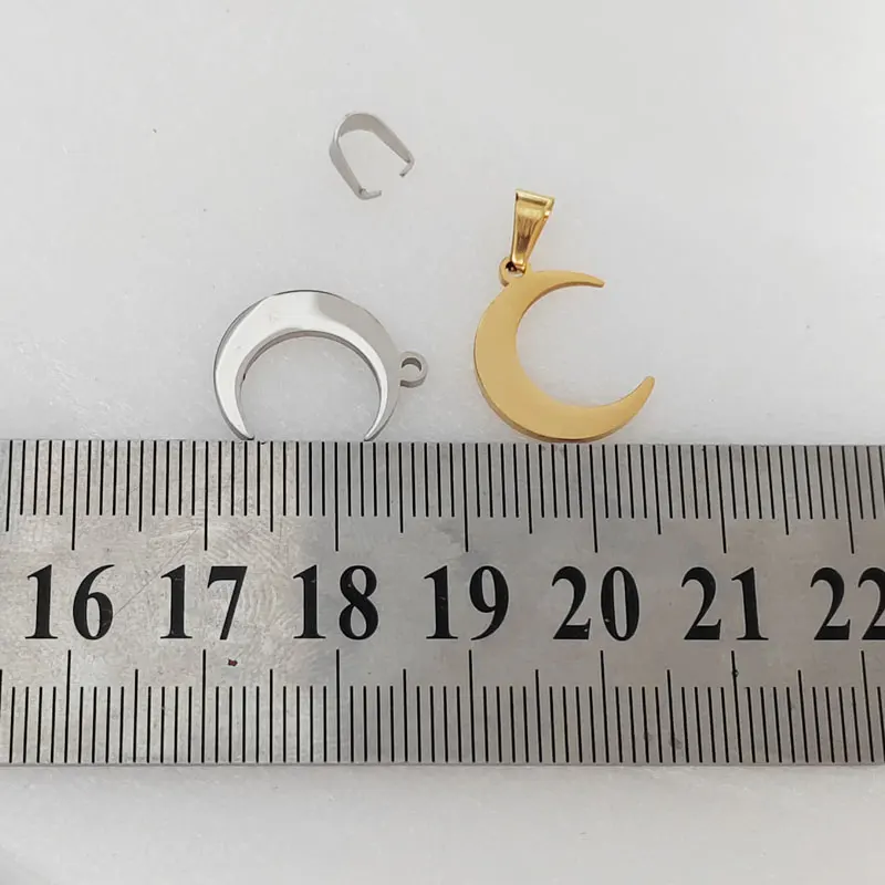 10pc DIY Crescent Stainless Steel Moon Shape For Medal Charms Pendant Making Jewelry Parts Accessories Can Mix Color Or Designs