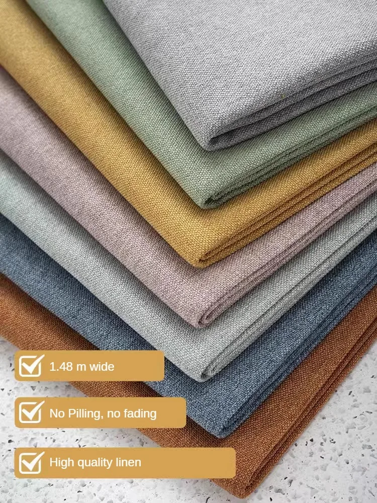 Thick Cotton Linen Fabric Upholstery By The Meter for Tablecloth Pillowcase Chair Mat Diy Sewing Sofa Cloth Soft Plain Gray Blue