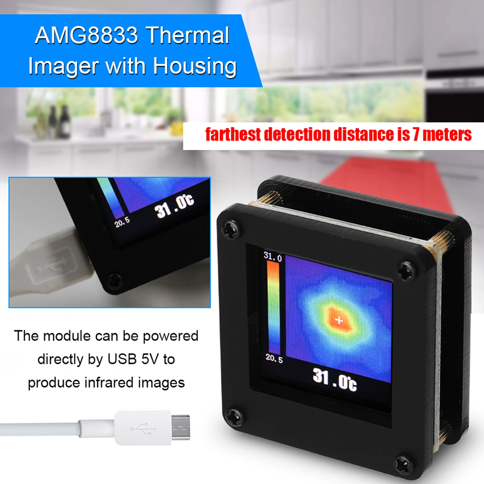 AMG8833 IR 8*8 Mini Infrared Thermal Imager Array Temperature Sensor 7M Farthest Detection Distance DUY Thermal Imaging Module