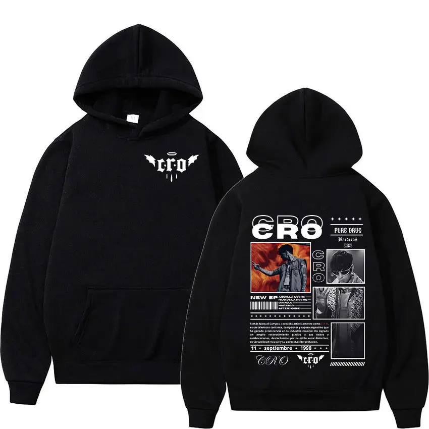 Sudadera con capucha de rapero C.R.O New Era Trap Tour 2025, sudadera de gran tamaño a la moda de Hip Hop para hombre, Jersey Vintage Unisex, sudaderas con capucha, ropa de calle
