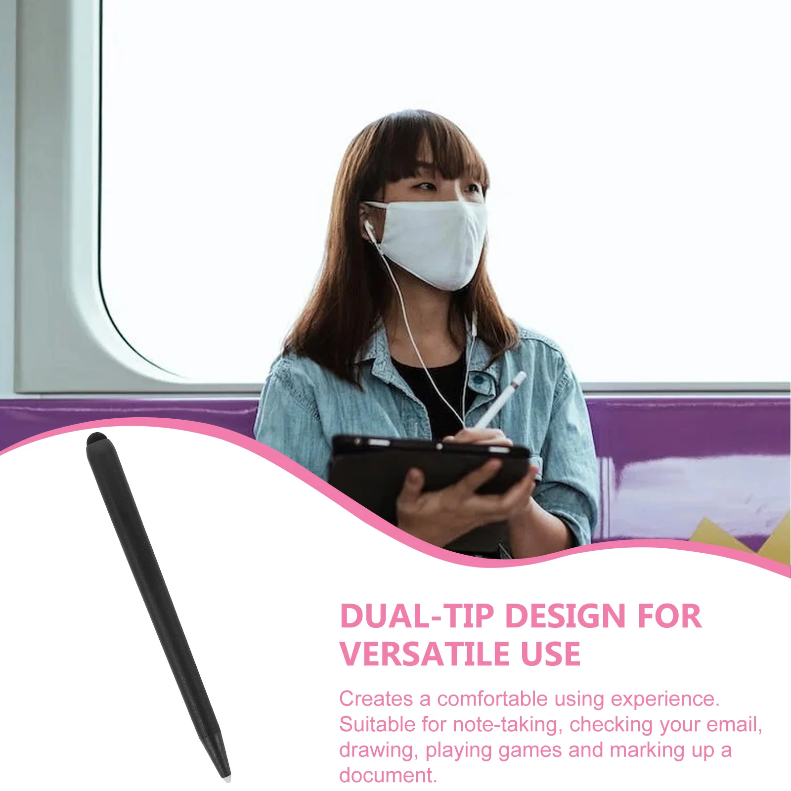 2 Pcs Capacitive Stylus Pen Screen Special Double-headed Design Handwriting Touch (black Pen) Whiteboards