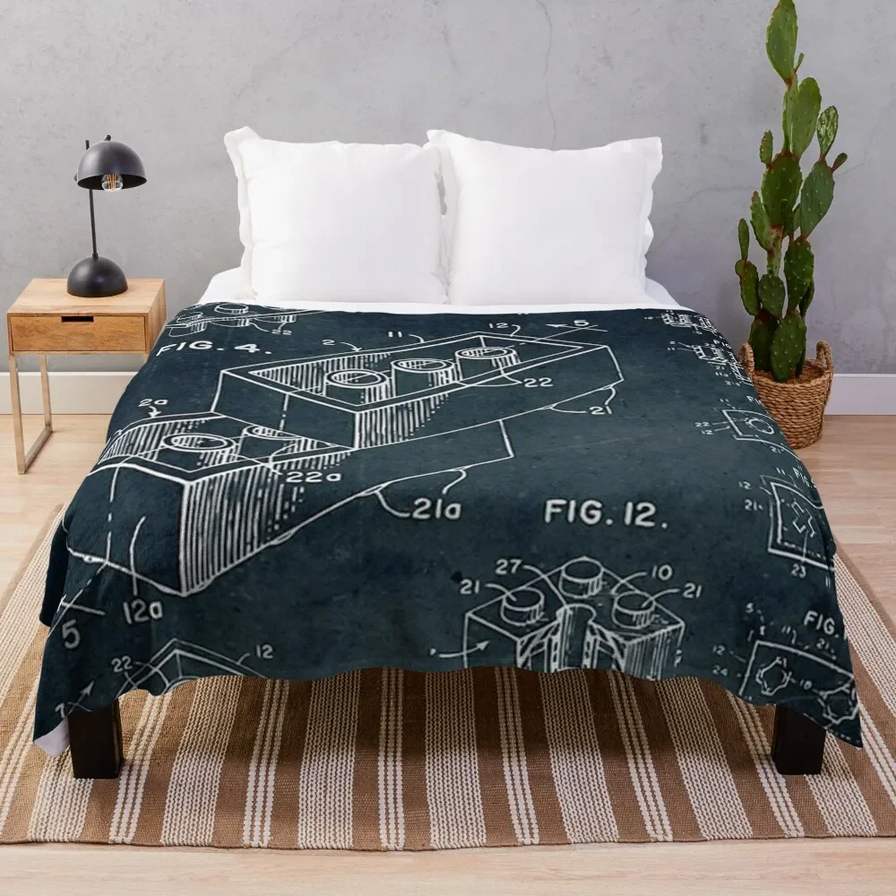 

1958 Toy Building Brick Throw Blanket Warm Accent Blanket for Living Room Decoration