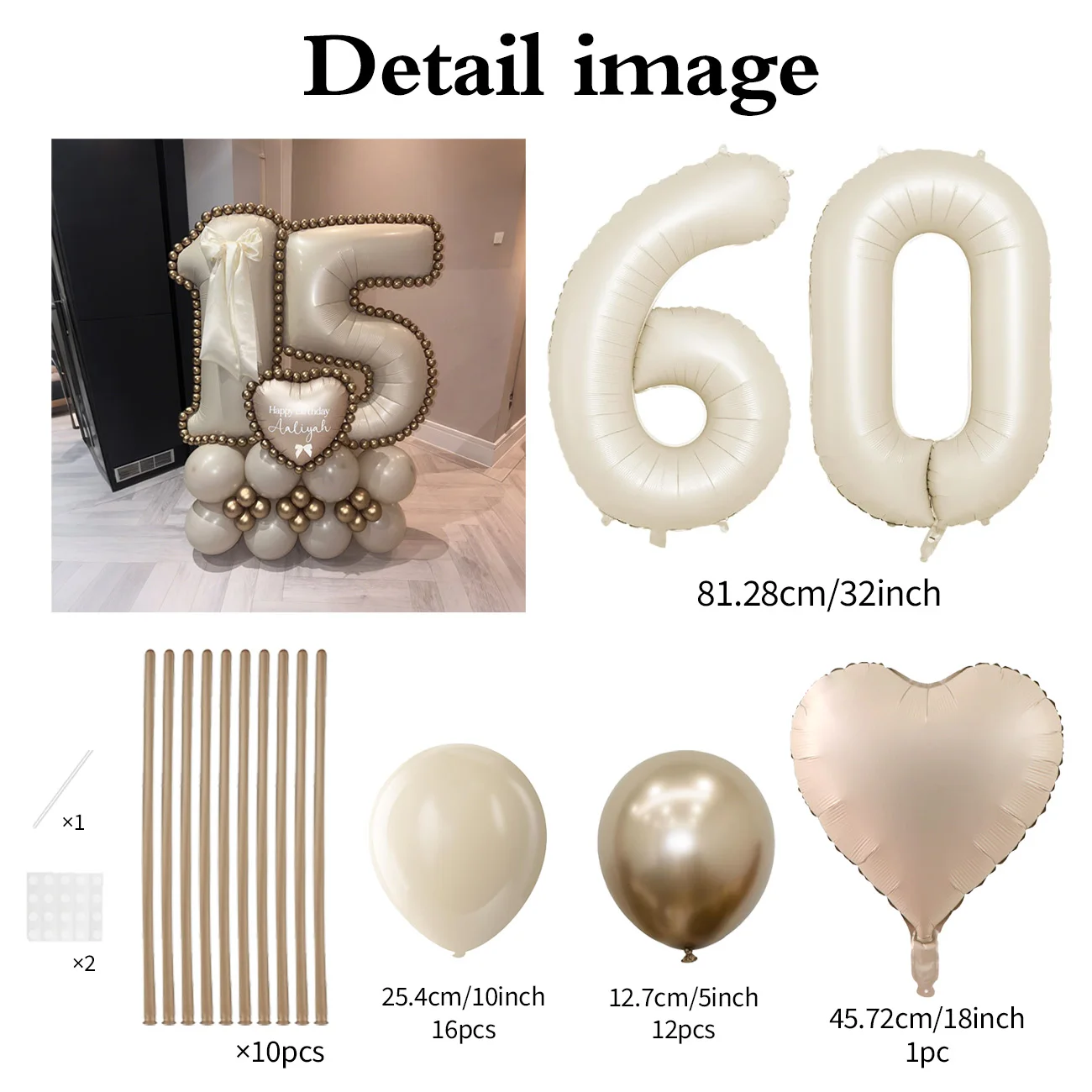 Cremeweißes digitales Säulenballon-Set, 101,6 cm, großer digitaler Ballon, Liebe, Aluminiumfolie, Ballon, Geburtstag, Jahrestag, Dekoration – Detail 17