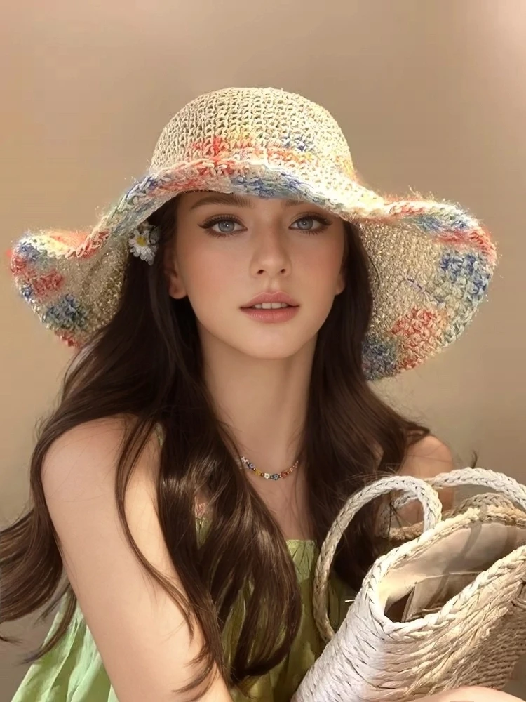 Summer Sun Hat Women Panama Hat Women handmade Straw Hat Big Brim Beach Hat Summer Hat Sunscreen Sunshade cap