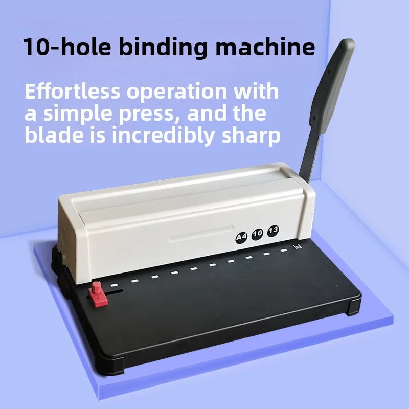 Binding Machine Manual 10 Hole Binding Machine for A4 Paper Alloy Steel Cutter Labor Saving Puncher for Office Document Book Rep