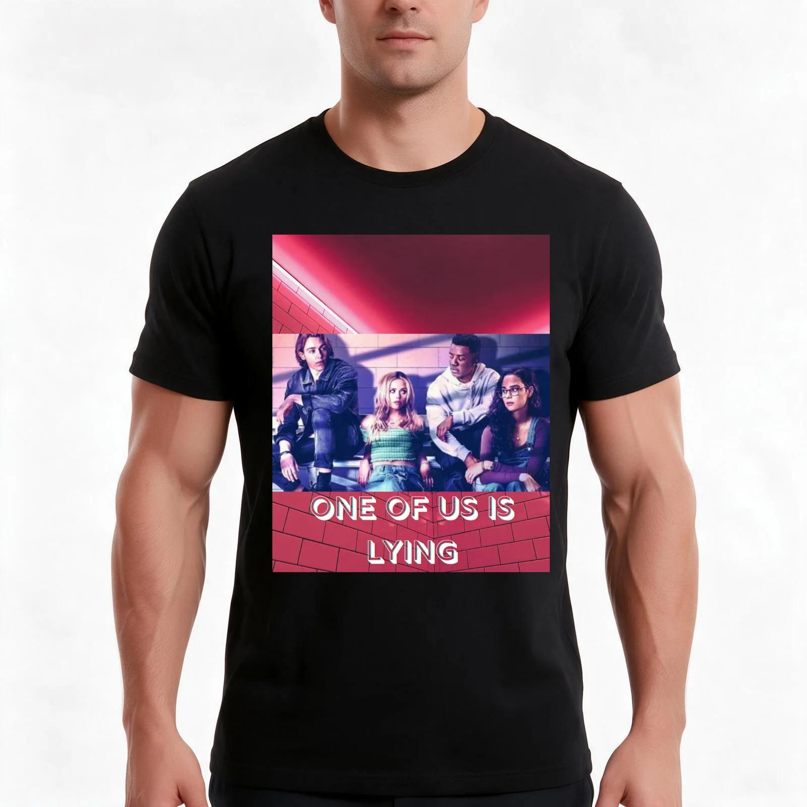 One of Us is Lying T-Shirt, Summer Casual Cotton Tee, Oversized Streetwear Tops, Vintage Graphic Print, Loose Fit Short Sleeve