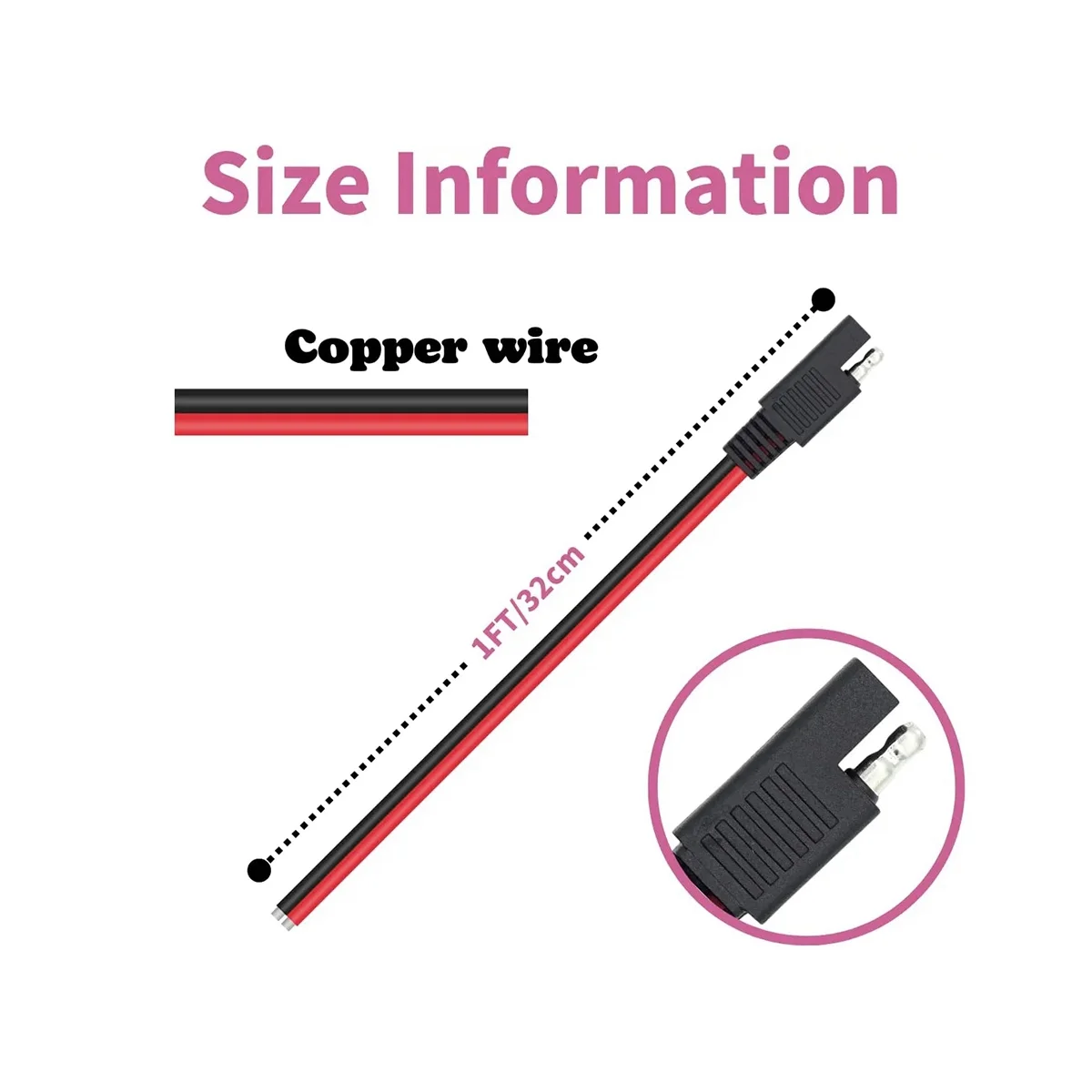 Extension Cable 4 PCS 14AWG 1Feet Single Plug Quick Disconnect Connector Cable Wire Harness