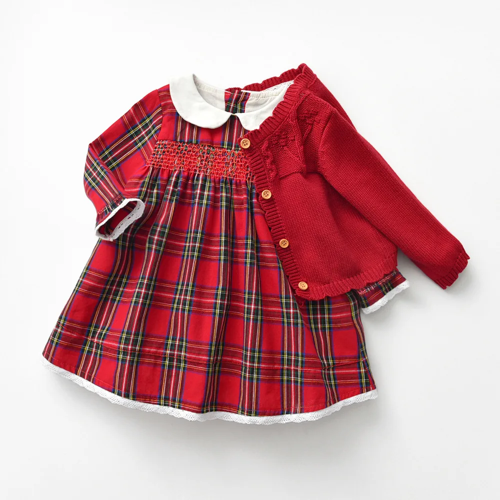 Baby Plaid Dress 2026 New Autumn Winter British Style Long Sleeve Dress Small Fragrant Style Girl Baby Peter Pan Collar Dress