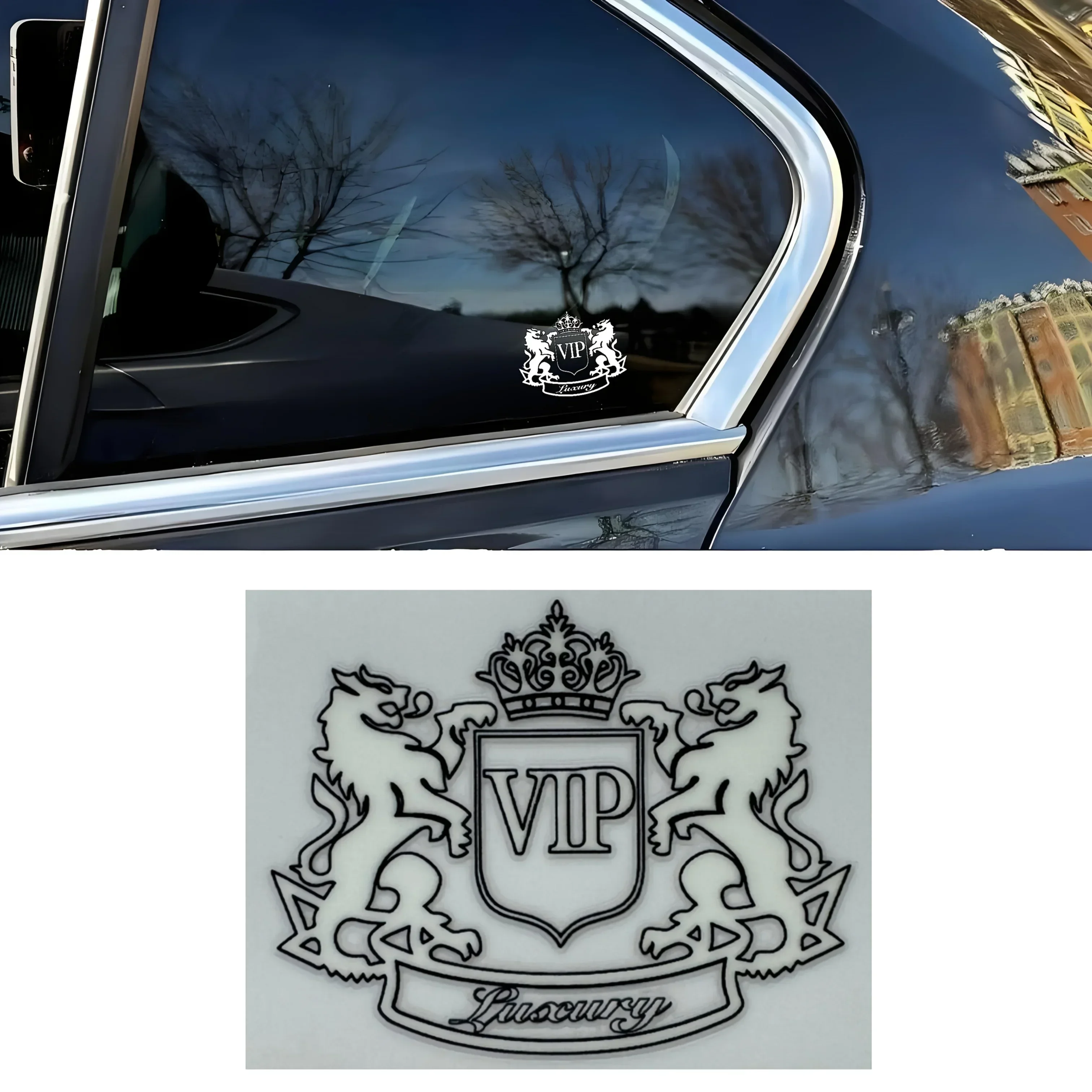 4개/세트 'VIP 럭셔리' 사자 엠블럼 스티커 오토바이 자동차 스타일링 장식 로얄 테마 데칼 액세서리