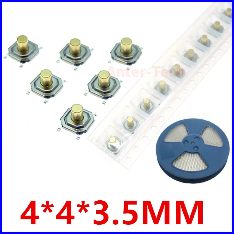 12V 5.2*5.2*3.5mm 12V 0.5A 4 Pin SMT Push Button Switch Metal Tactile Micro Tact Touch Switch Copper Interruptor 4x4x3.5