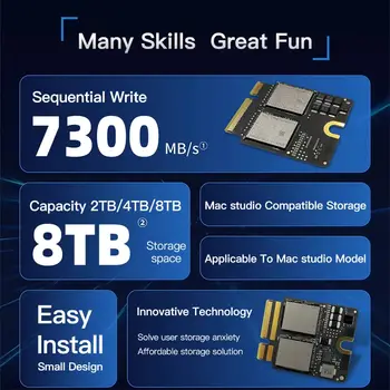 Sada SSD disku Mac Studio Interní 8TB 2TB 4TB Vysokorychlostní 7300M/s Kompatibilní rozšíření úložiště Náhrada Upgrade řešení 10 nejlepší prodej 8TB M2 SSD - №5