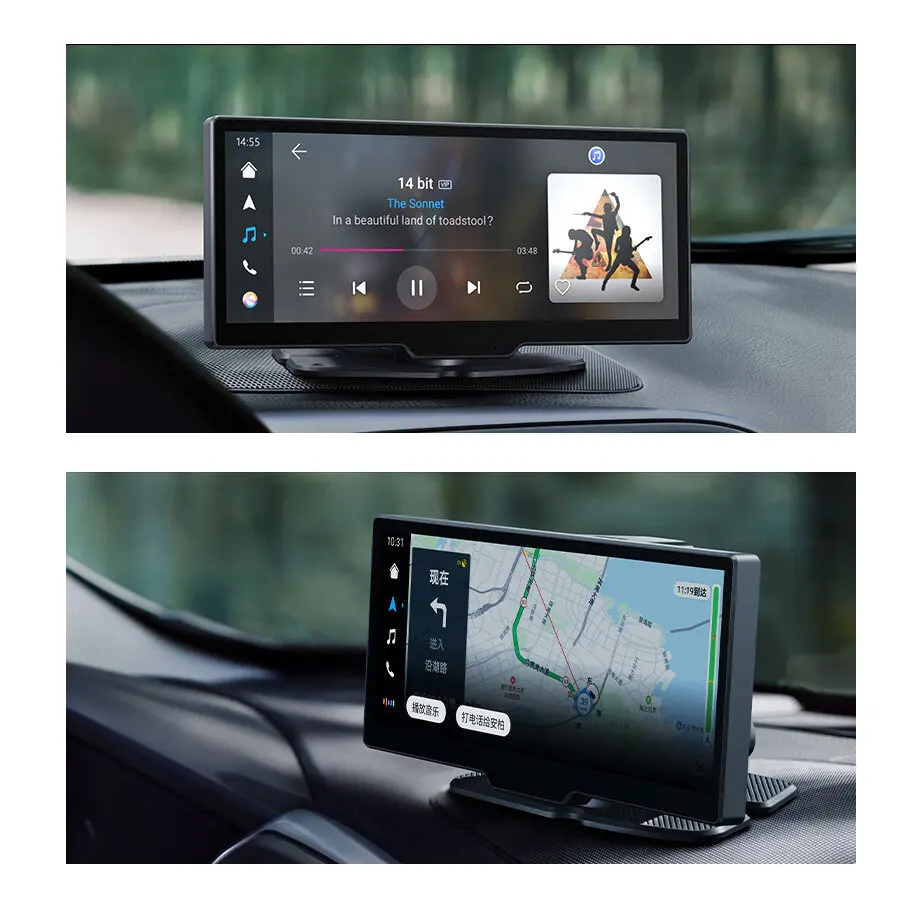 EKLEVA 10.26 "4K double caméra de tableau de bord avant à l'intérieur IR Vision nocturne 24H moniteur de parc voiture DVR WiFi BT CarPlay g-sensor enregistrement en boucle