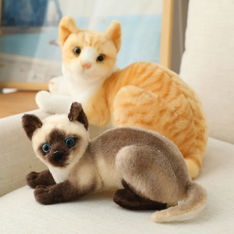 Realistic Cat Plush Toys American Shorthai Siamese Ragdoll Stuffed Doll Lifelike Animal Toy For Children Home Decor Baby Gift