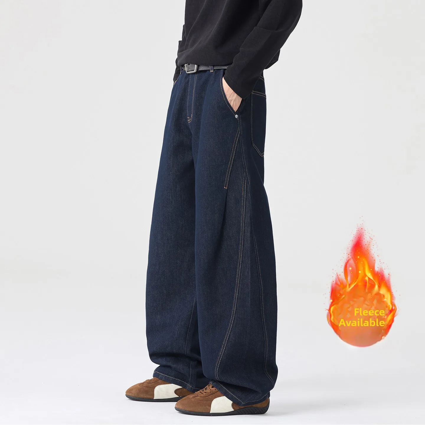 

Retro American Sle Loose Fit Banana Straight Leg Jeans Men's Trendy Brand Autumn Winter Denim Knife ape Casual Trousers