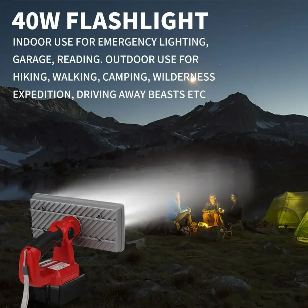 40 واط الشعلة اللاسلكية التخييم في الهواء الطلق ضوء LED ضوء العمل لماكيتا/ديوالت/ميلووكي/بوش/بلاك اند ديكر/الحرفي 18-20 فولت بطاريات #5