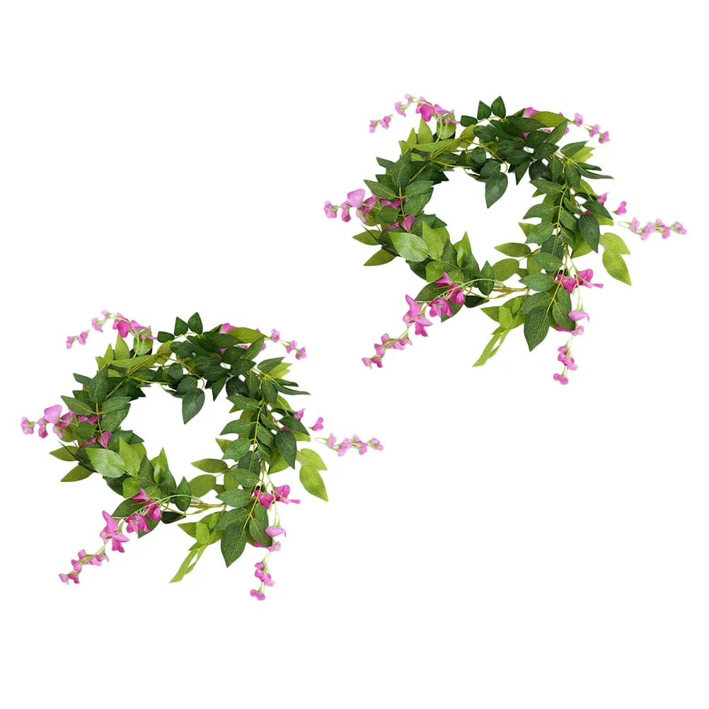 

2pcs Premium Artificial Rattan Lifelike Leaf Flower Simulation Party Decor Wedding Home Decoration Hanging Green Plants Imitated