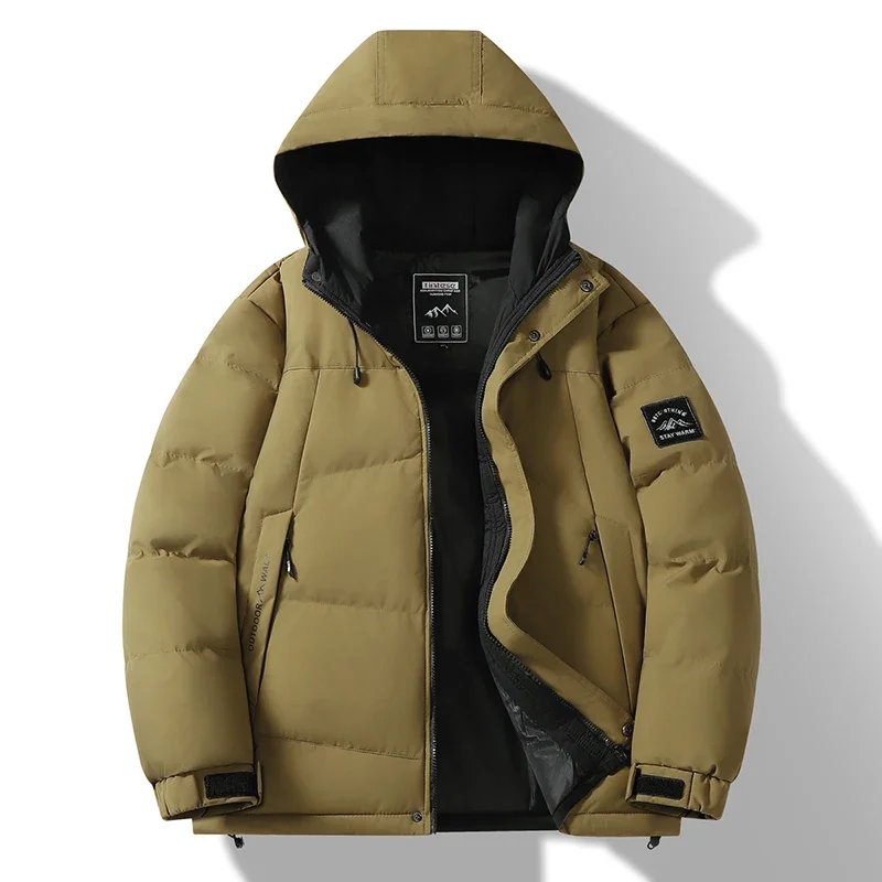 

Новые зимние модные парки для мужчин, качественные удобные утепленные хлопковые куртки, однотонная ветрозащитная мужская одежда, тренд с капюшоном