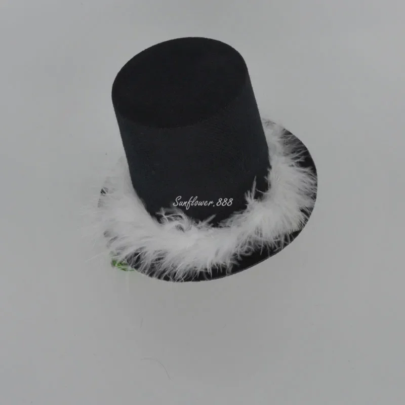 

10 шт. розово-белых мини-заколок для волос с перьями в виде мини-шляпок, украшения для головы на свадьбу, вечеринку, Рождество, для детей, девочек, на Хэллоуин