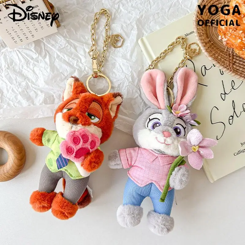 13cm kawaii anime zootopia nick judy chaveiro de pelúcia pingente bonito dos desenhos animados novo clawhauser boneca de pelúcia brinquedo saco pingente presente da criança