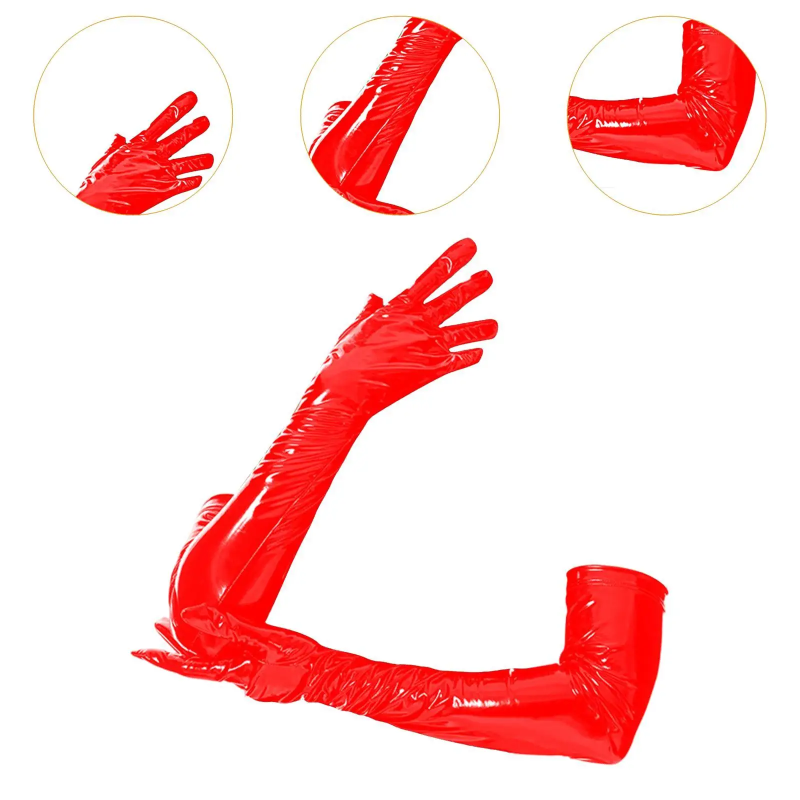 قفازات جلدية براءات الاختراع المضادة للانزلاق موضة تمتد فستان لامعة الكوع قفازات طويلة لملابس الرقص تأثيري أوبرا النادي الليلي مساء