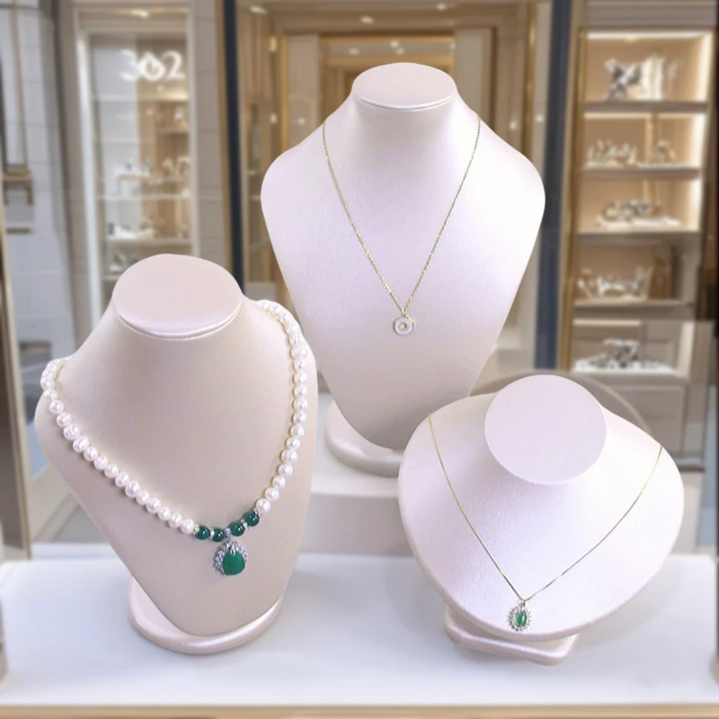 

1 шт. подставка-манекен из искусственной кожи для демонстрации ювелирных украшений, колье и подвесок, для витрин