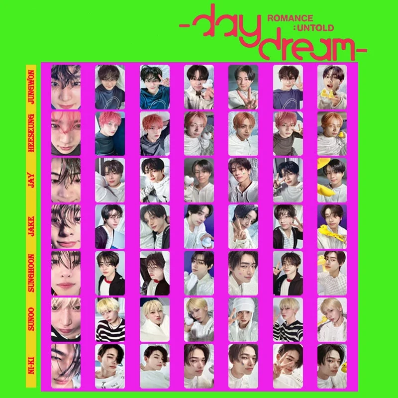 7Pcs/Set KPOP Idols HD Photocards New Album DAY DREAM LOMO Cards JUNGWON HEESEUNG JAKE SUNGHOON SUNOO Postcard Fans Collection