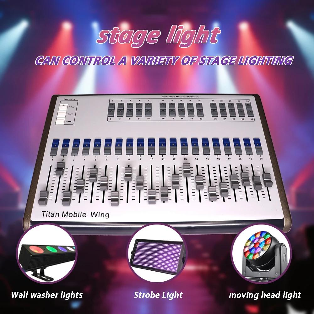 

DMX-контроллер Tiger Mobile Wing V18 Контроллер Titan Quarz Console Tiger Touch Pro Plus Stage Effet Light Par Moving Head
