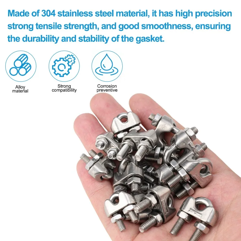 1-20 قطعة سلك مشابك كابلات M3 M5 للكابلات سلك حبل تزوير خيمة حبل الحرس درابزين الفولاذ المقاوم للصدأ U-الترباس السرج السحابات