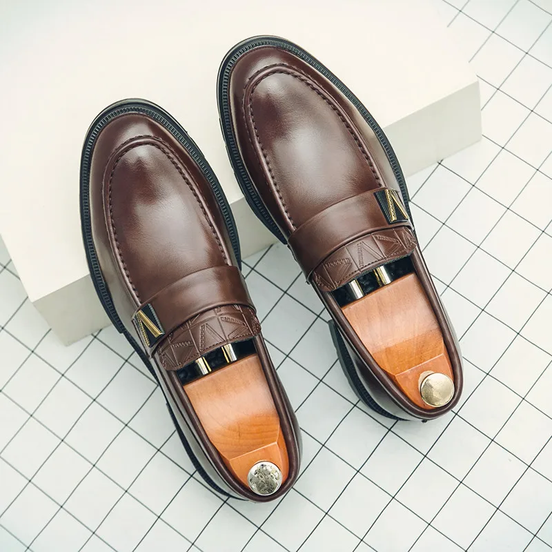 

Men's Leather Shoes Office Shoes Men Platform Leather Wedding Banquet Loafers Comfortable Business Shoes Zapatos