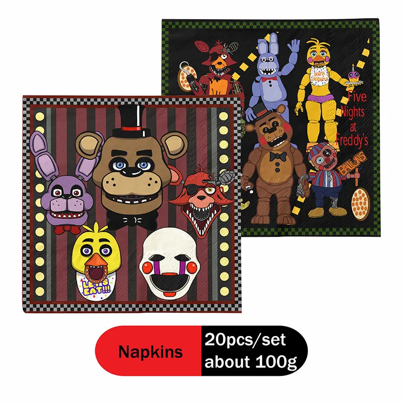 FNAF Birthday Party Supplies Decorations Kids Birthday Disposable Tableware Tablecloth At Five Nights Party Theme Favors Boy Set