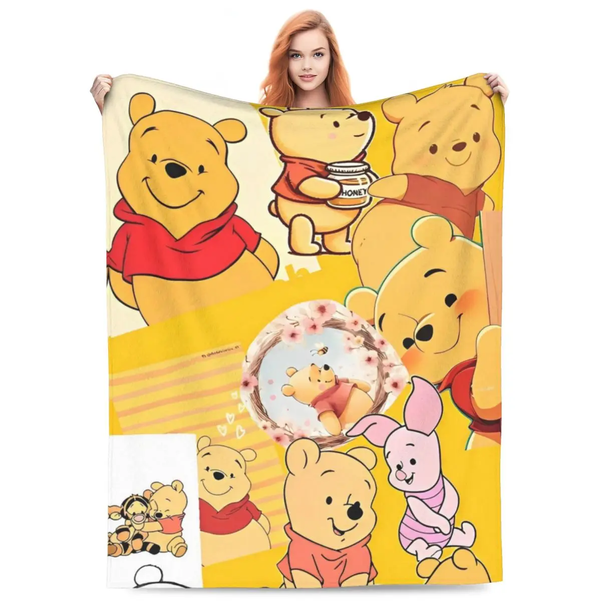 Winnie Bear the Pooh Blanket Animal Warm Soft Comfortable Plush Throw Blanket For Couch Bed Travel Flannel Bedspread Bed Cover