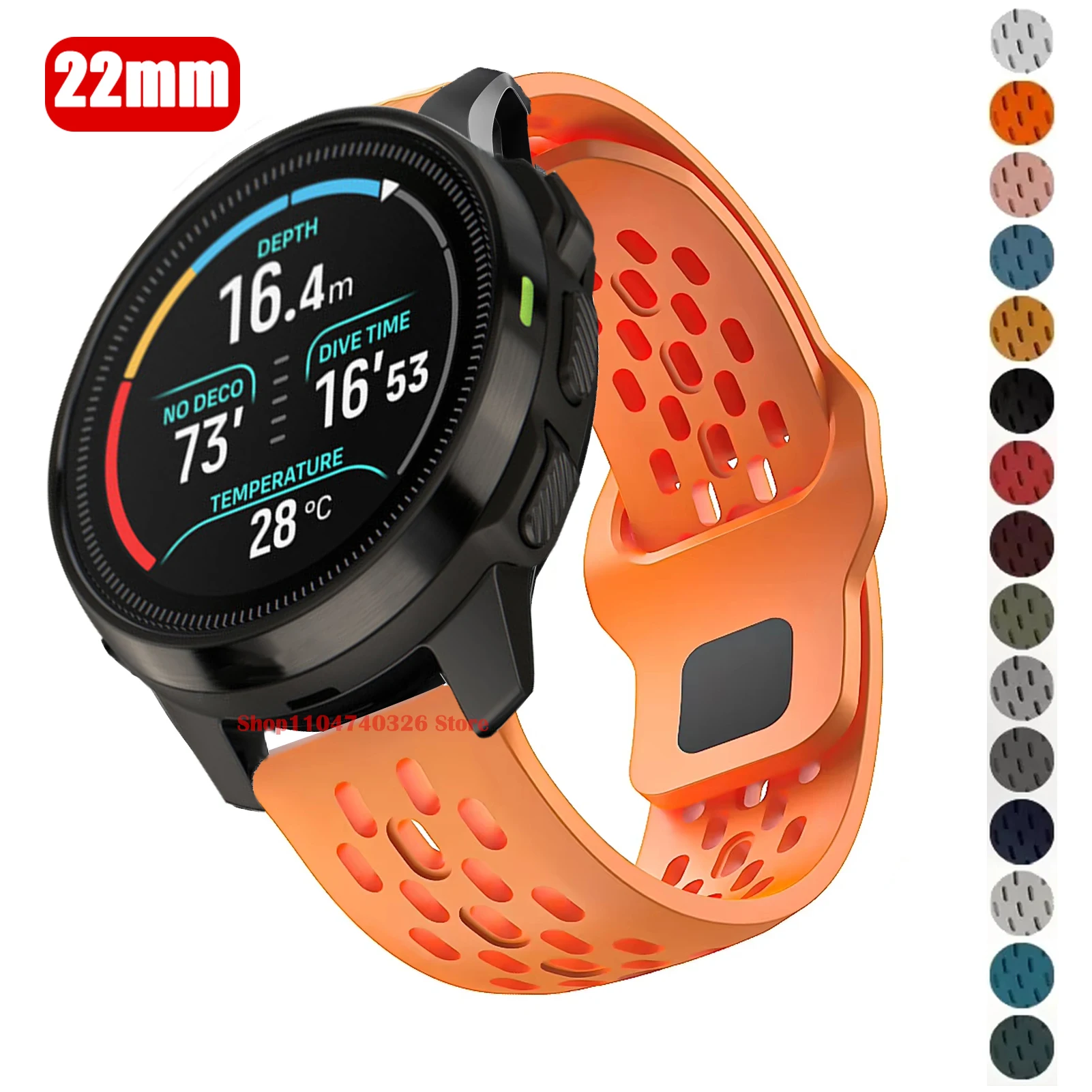 Mesh-Silikon-Armband für Suunto RACE S/5 Peak/9 Peak Pro 22 mm Sportarmband für Suunto Vertical/Ocean WatchBand Correa