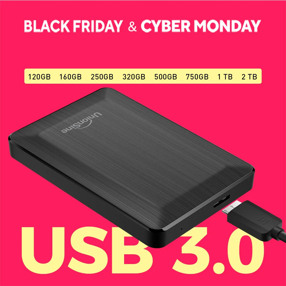 

UnionSine Внешний Жесткий Диск 500 ГБ/1 ТБ – USB 3.0 для ПК, Mac, PS4/PS5, Xbox и Smart TV | Идеально для хранения видео, фото, офисных файлов и надежного резервного копирования