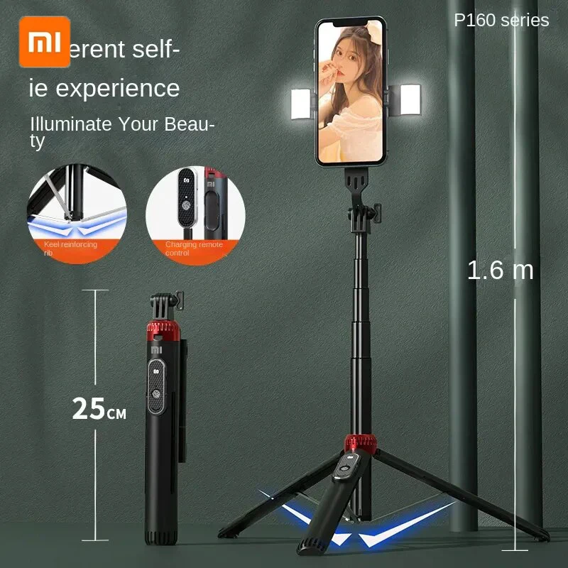 

XIAOMI Selfie Stick Wireless Bluetooth Compatible Foldable Mini Tripod with Fill Light Shutter Remote Control for Ios Android