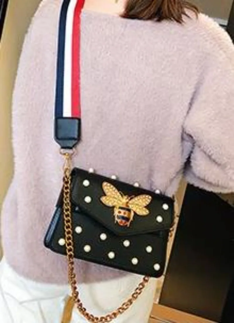 

Новинка: Корейская мини-сумка в стиле кэжуал — модная сумка с жемчужным декором, широким ремнем, для ношения через плечо, на плече и в руке, для женщин