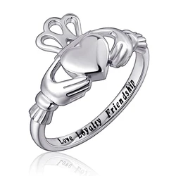 Huitan Trendy Crown Heart Hug Design Women Rings Proposal Engagement Rings for Girlfriend Statement Accessories Female Jewelry