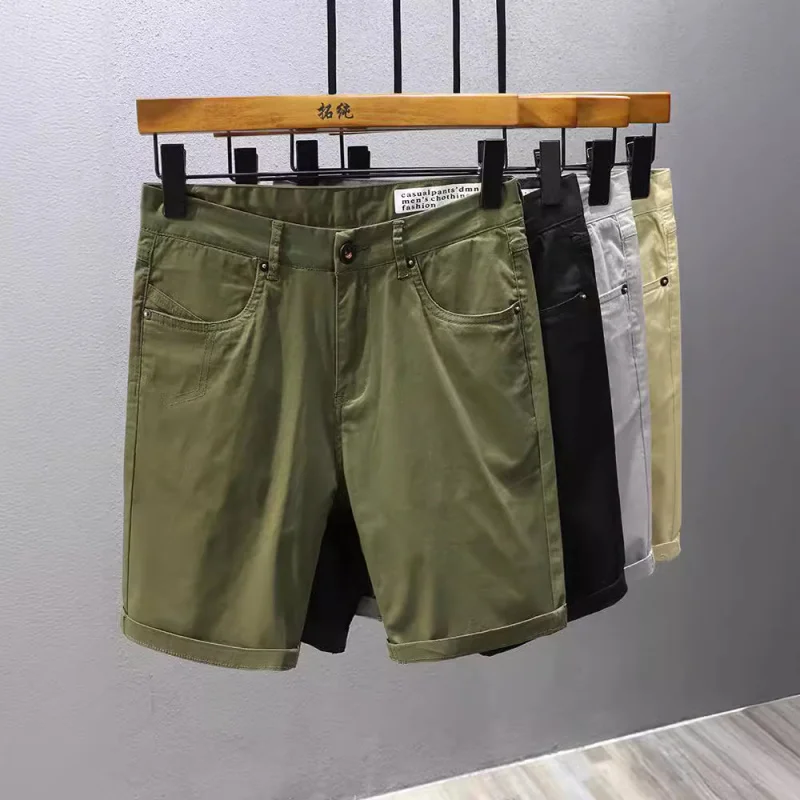 Pantaloncini casual alla moda estivi 2024 in puro cotone di alta qualità da uomo slim fit versatili sport all'aria aperta cargo quinto pantaloni