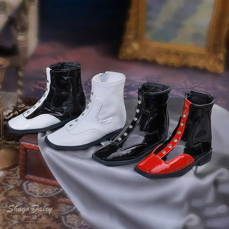 

1/3 сандалии для кукол Bjd 10,3 см * 4,3 см, модные ретро-модные кожаные туфли на молнии с квадратным носком и цветными блоками для кукол Bjd, аксессуары, игрушки